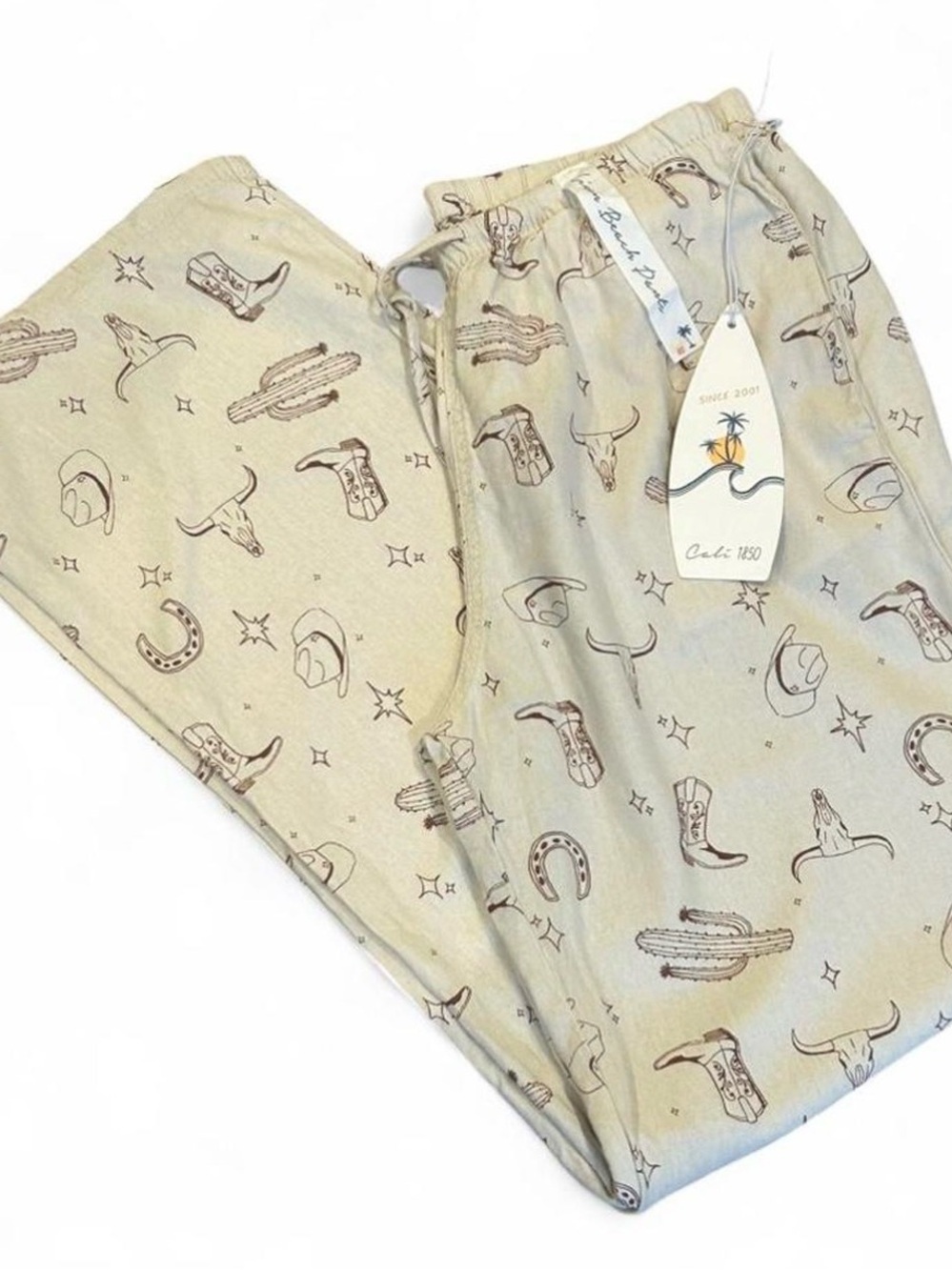 Women’s Beige Western Print Pants - Casual Lounge